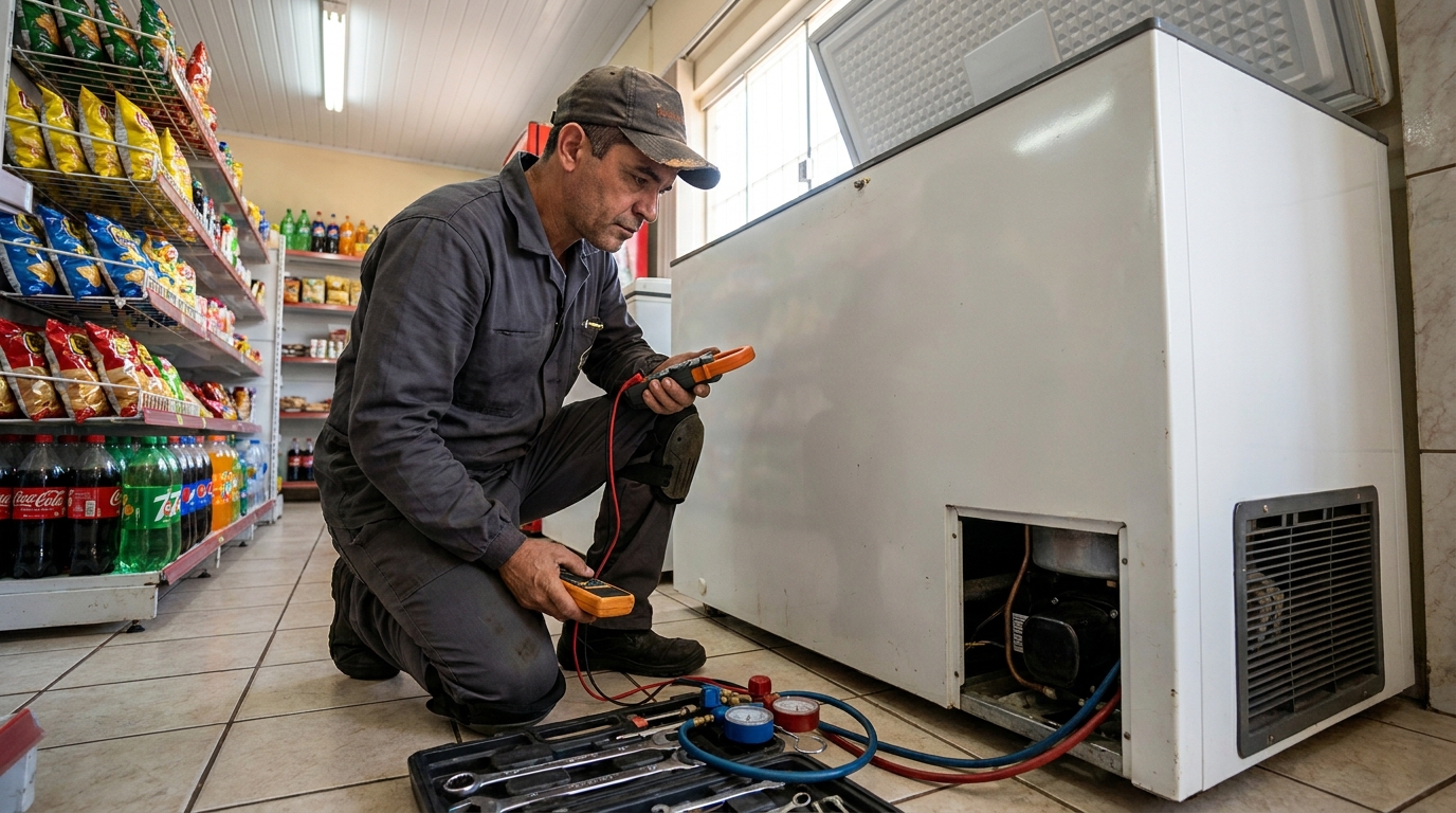 Reparo na placa eletrônica do freezer em Contagem‑MG